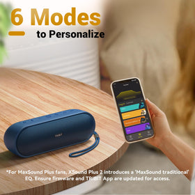 Tribit XSound Plus 2 Bluetooth 5.3 logo, extended range up to 150ft.