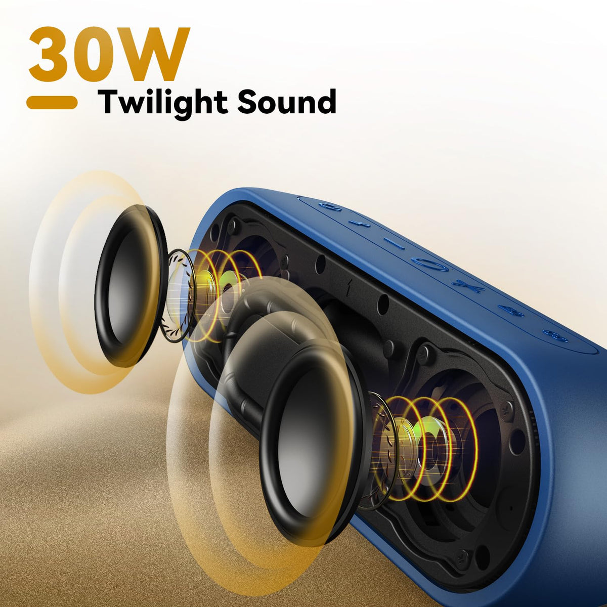 Tribit XSound Plus 2 side view, rugged waterproof build ideal for outdoor use.