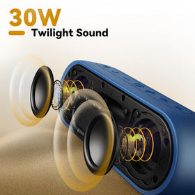 Tribit XSound Plus 2 side view, rugged waterproof build ideal for outdoor use.