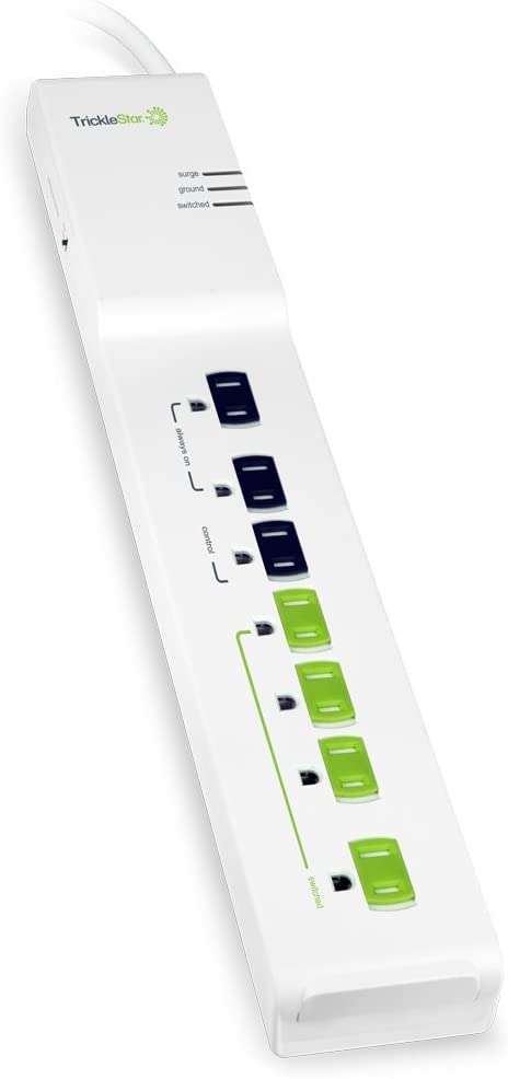 TrickleStar TS1104 front view showing seven outlets and compact design.
