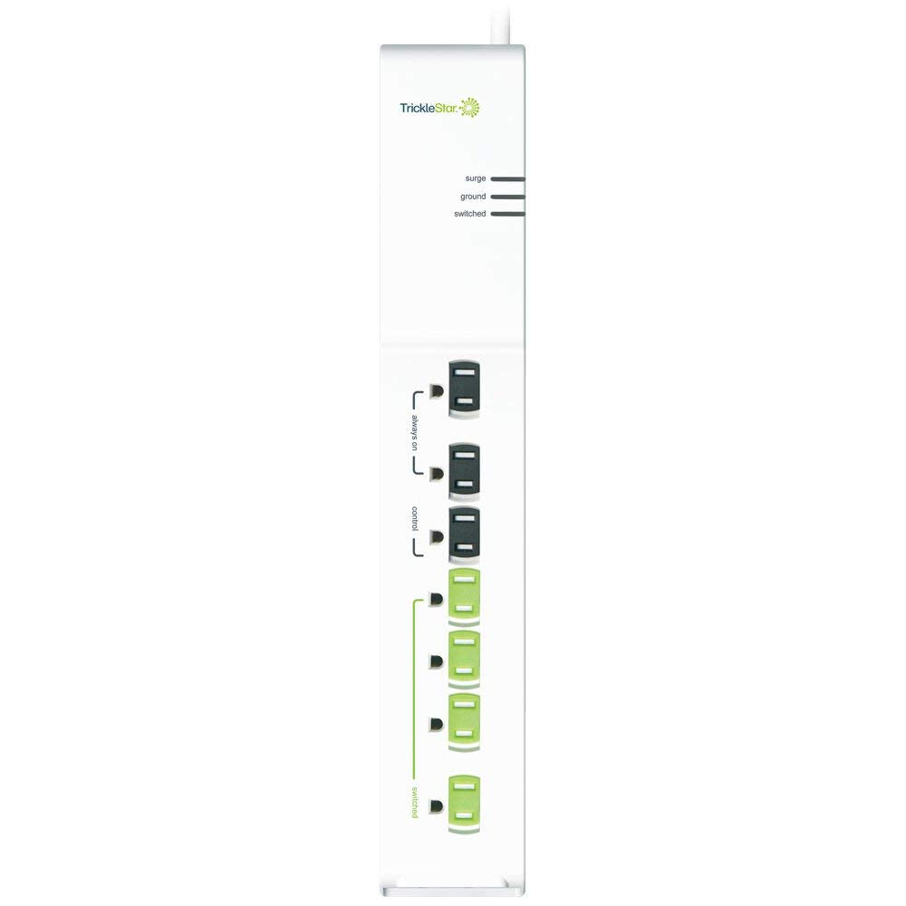 TrickleStar TS1104 switched outlets in action with idle peripherals.