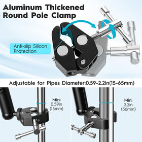 Tridep Starlink Mini Mount C-clamp base secures tubes up to 55mm with slip-resistant pads.