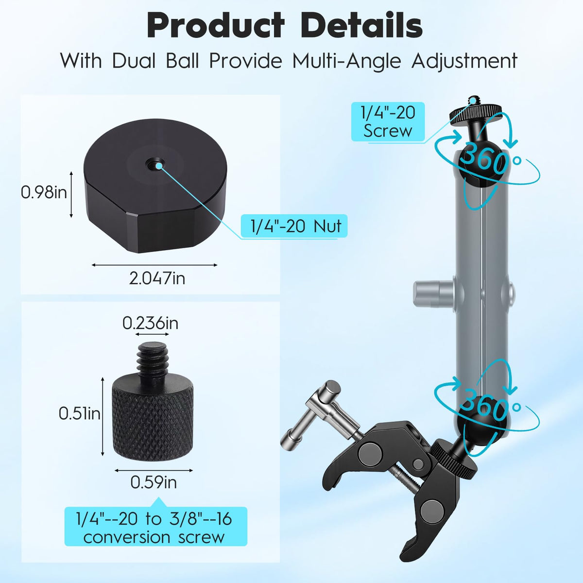 Tridep Starlink Mini Mount dual ball head enables precise multi-angle alignment.