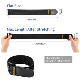 Trilancer extendable cinch strap reaches 33.4 inches for versatile wrapping.