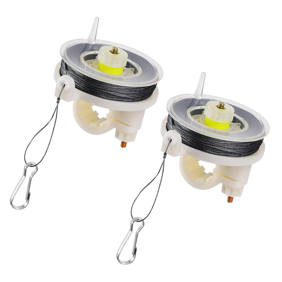 Trip Alarm Co Kevlar trip wire on reusable reel for quick perimeter setup.
