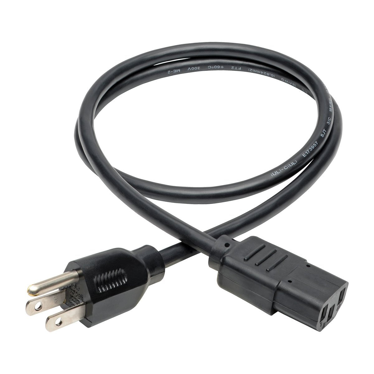 TRIPP LITE 18 AWG cord: 125V 10A, ideal for printers and monitors.