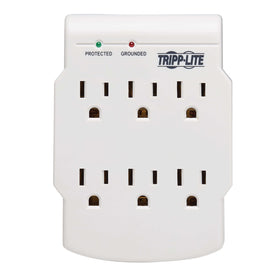 TRIPP LITE compact wall-mount surge strip fits on desks and counters.