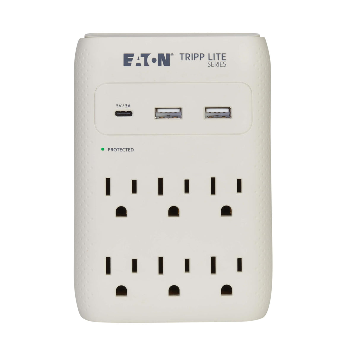 TRIPP LITE SK60C shows six outlets and USB ports in a compact wall unit