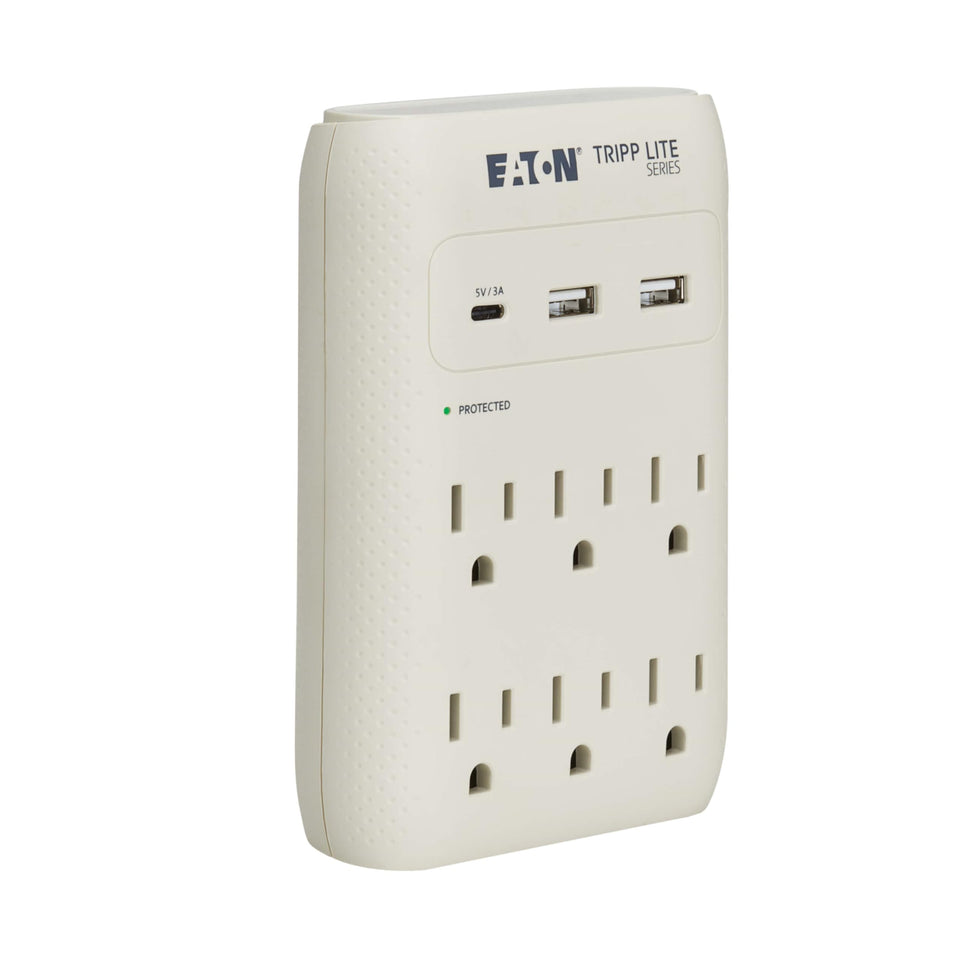 TRIPP LITE Eaton SK60C wall surge protector front view with 6 outlets for clutter-free power