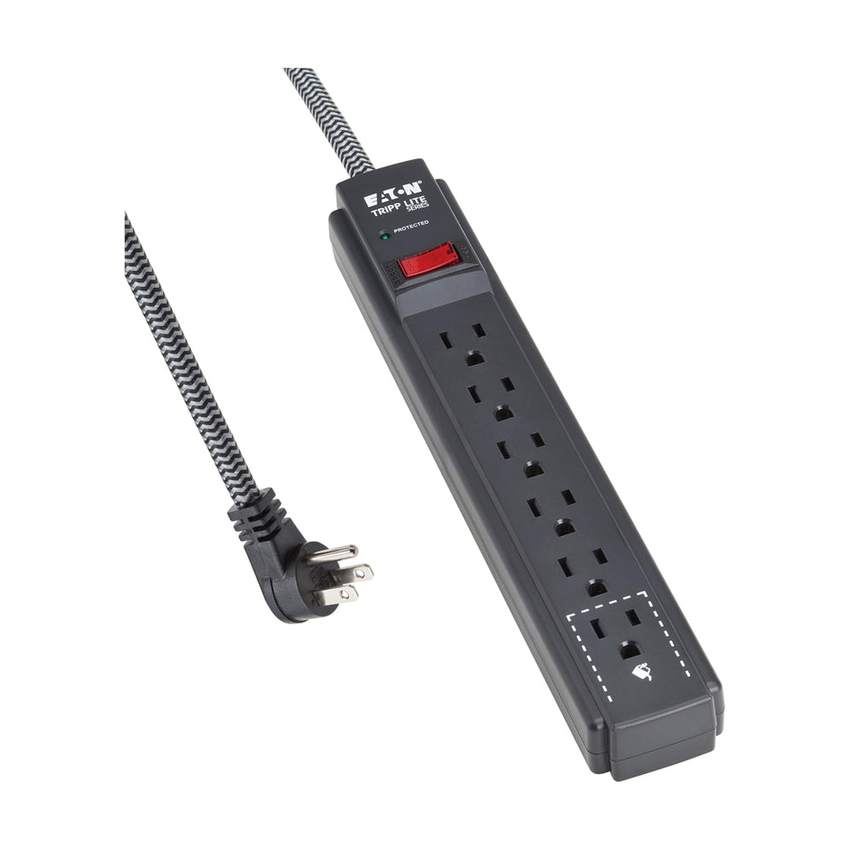 TRIPP LITE Eaton TLP610DB front view with six outlets for organized desks