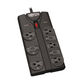 TRIPP LITE front panel showing eight outlets and illuminated switch for organized protection