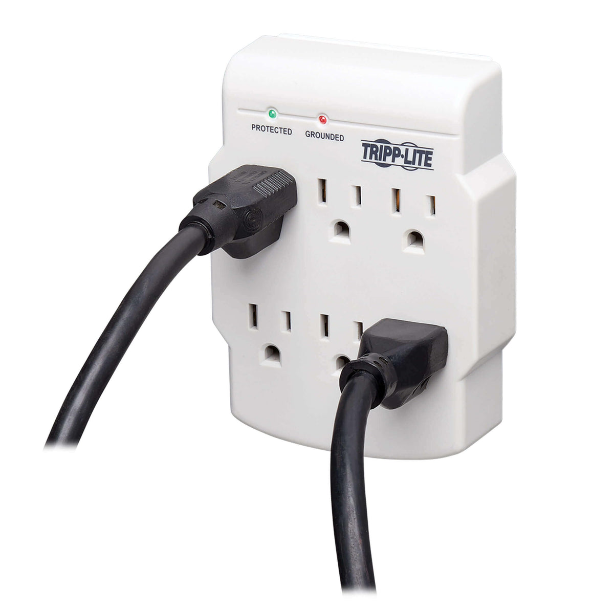 TRIPP LITE gray wall-tap six-outlet protector designed for compact spaces.