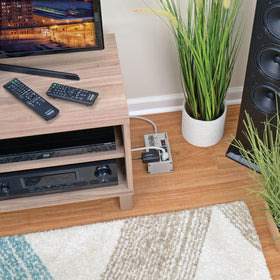 6 ft cord and right-angle plug fit tight spaces.