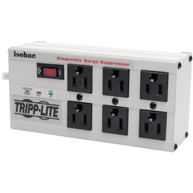 Tripp Lite ISOBAR6 front view showing six outlets and metal housing for reliable protection