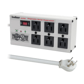 TRIPP LITE Isobar6Ultra front view shows rugged metal housing for durable protection in workshops.