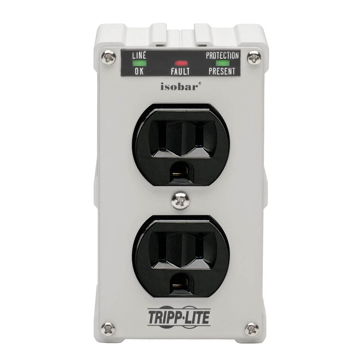 TRIPP LITE on a workbench with tools showing protected AV and workshop equipment