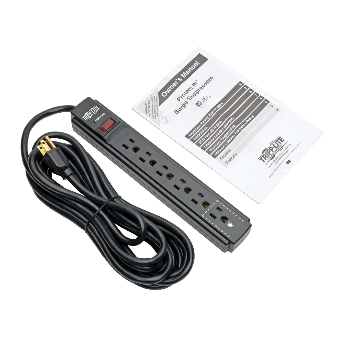 Tripp Lite on a home office desk protecting computer and peripherals for reliability