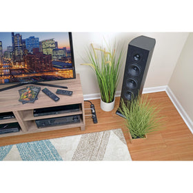 Tripp Lite outlet detail with transformer-spaced socket preventing blocked adjacent outlets