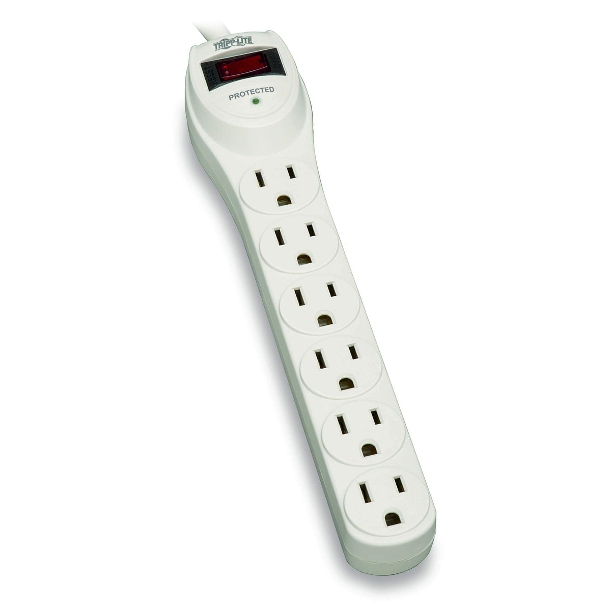 TRIPP LITE Protect It! TLP602 front view showing six outlets for home office gear