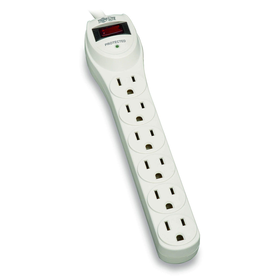 TRIPP LITE Protect It! TLP602 front view showing six outlets for home office gear