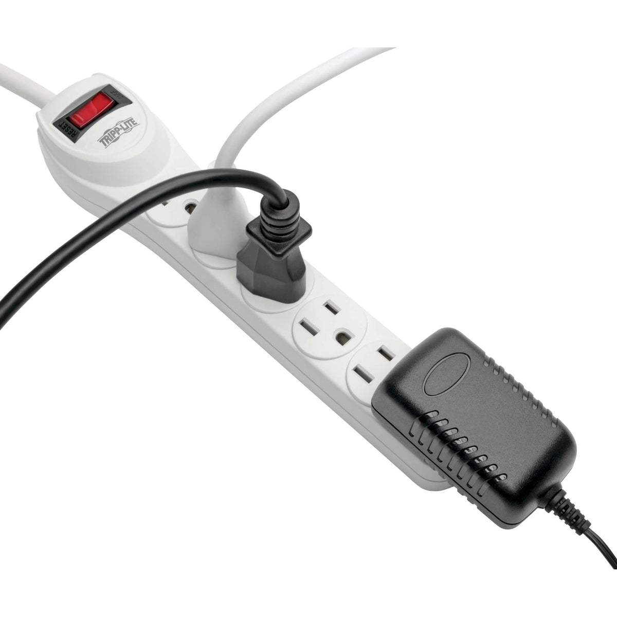 TRIPP LITE Protect It! TLP602 six-outlet layout supports multiple devices