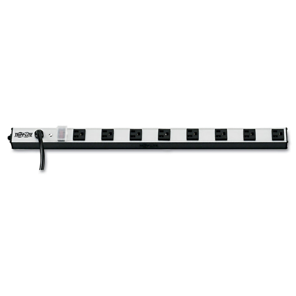 Tripp Lite PS2408 eight-outlet power strip with 15 ft cord ideal for versatile mounting and safe operation.