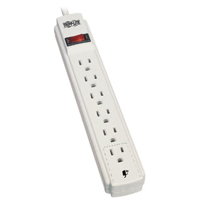 TRIPP LITE PS615 front view showing six outlets and illuminated switch for easy control