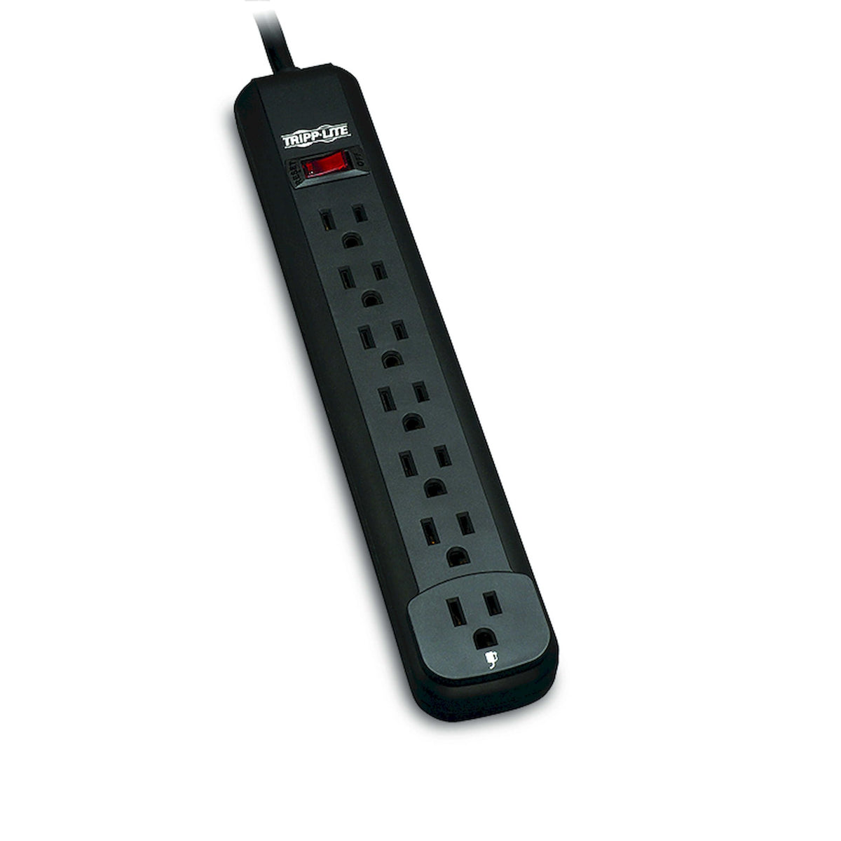 Tripp Lite PS712B 7-outlet power strip with 12 ft cord, ideal for home office organization
