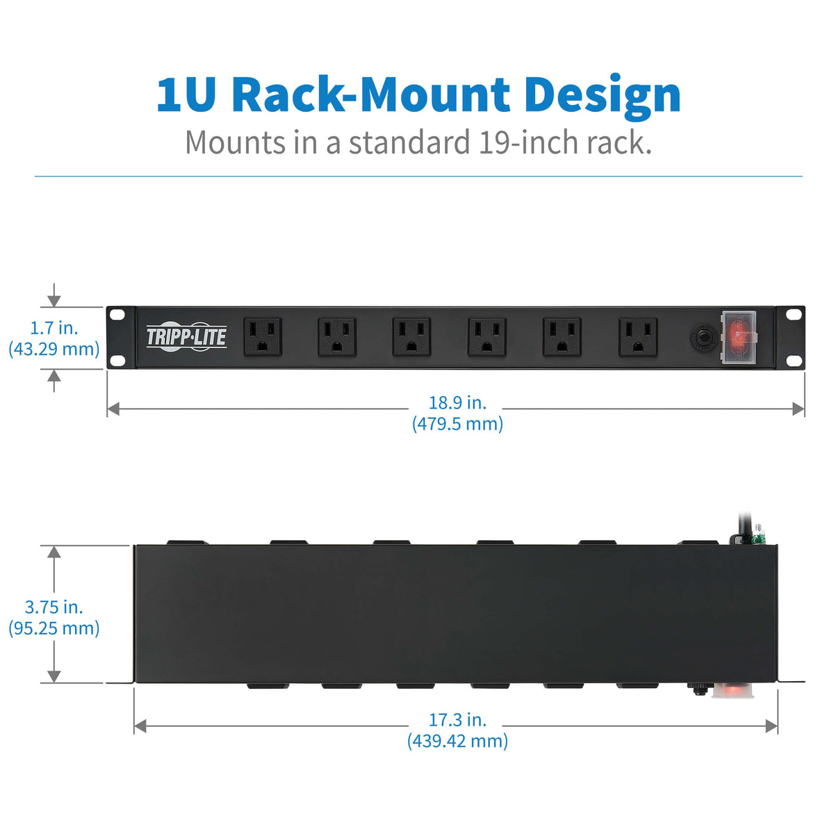 TRIPP LITE RS-1215-RA outlet spacing accommodates bulky transformers and adapters