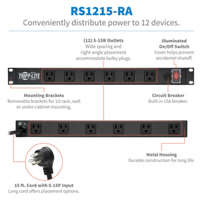 TRIPP LITE RS-1215-RA rear outlets for organized power behind equipment