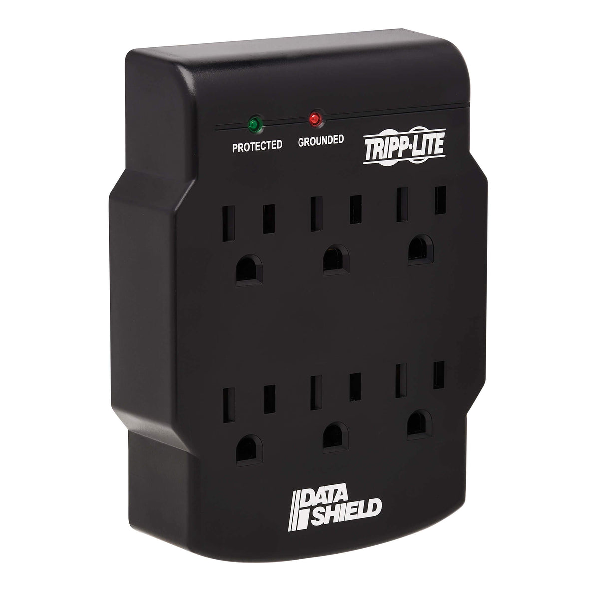 TRIPP LITE SK6-0B six-outlet surge protector safeguards electronics from power spikes