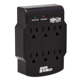 TRIPP LITE SK6-0B six-outlet surge protector safeguards electronics from power spikes