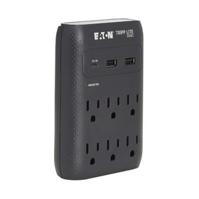 TRIPP LITE SK60CB front view shows six outlets and USB ports for organized workspace