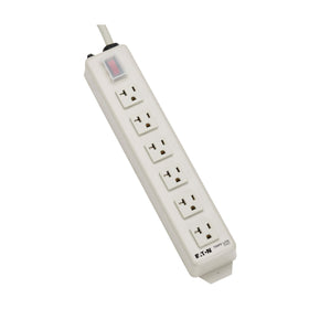 TRIPP LITE TLM615NC20 power strip with six outlets for tidy, powered workstations.