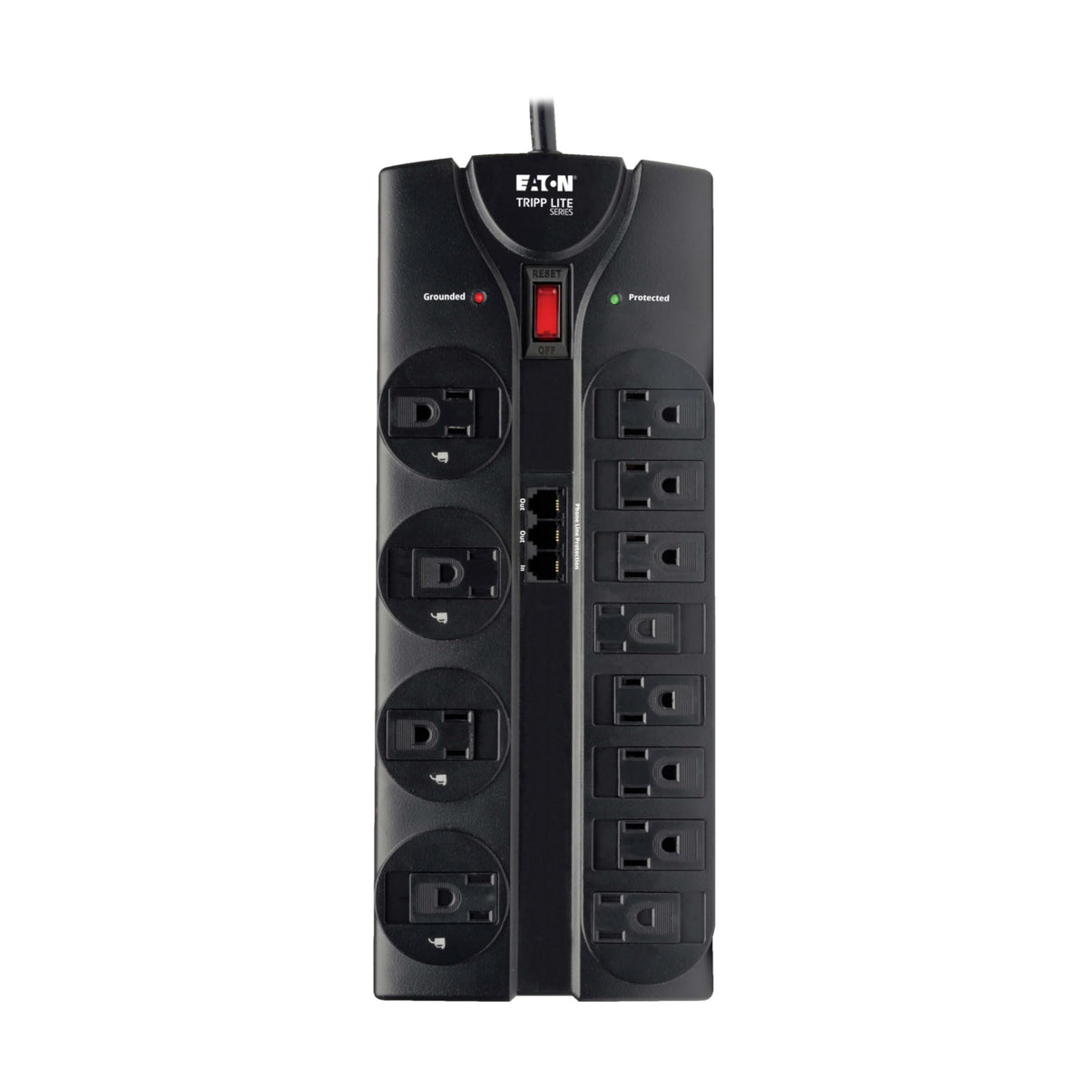 TRIPP LITE powering TV, console, router in living room setup, organizes and safeguards gear