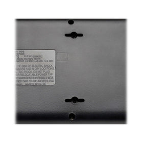 TRIPP LITE next to ruler showing length and size, clarifies outlet strip scale