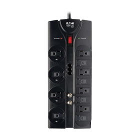 TRIPP LITE installed in a living room AV stack protecting TV and router