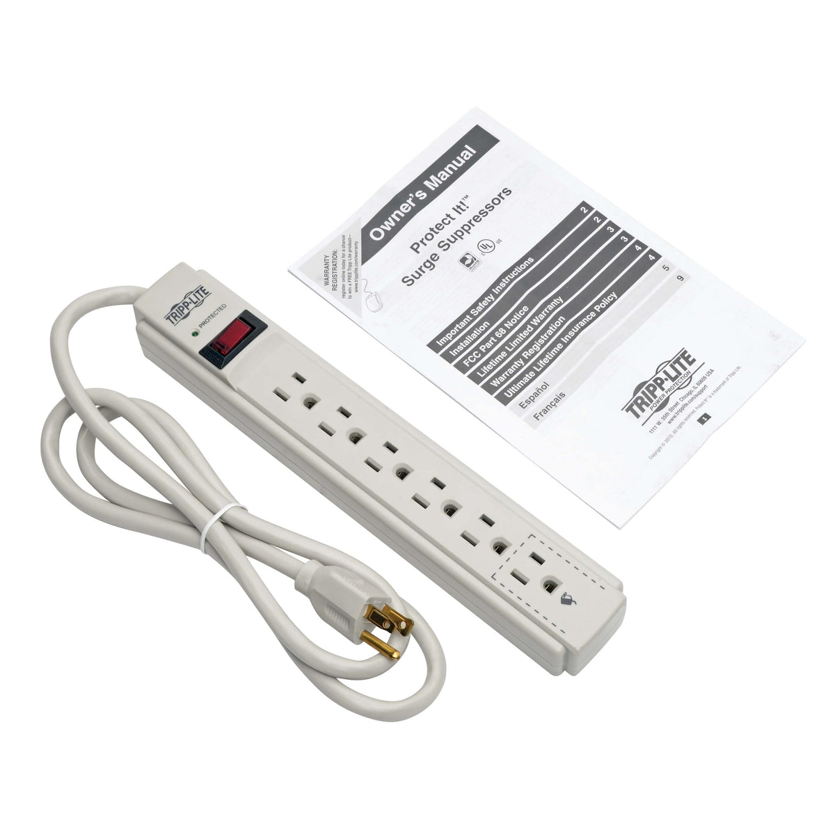 TRIPP LITE TLP604 green LED indicator confirms protection status at a glance