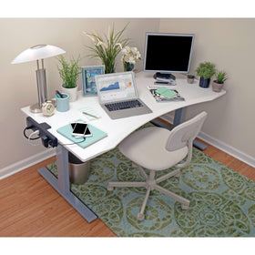 Tripp Lite mounted on desk demonstrating tidy elevated power accessibility