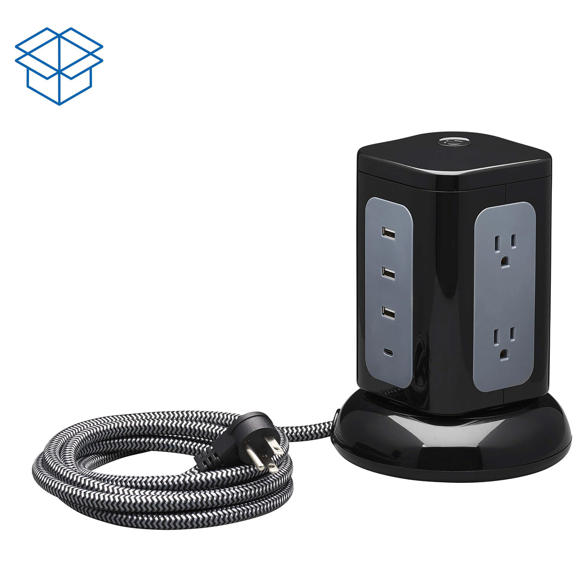 TRIPP LITE TLP606UCTOWER eight-foot braided cord for flexible installation.