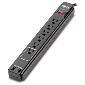 TRIPP LITE front view showing six outlets and overall layout for organized power