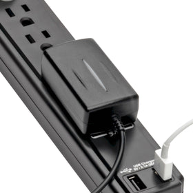 TRIPP LITE close-up of side outlets including bulky-transformer friendly socket