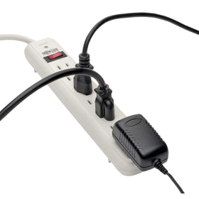 TRIPP LITE close-up of outlet row highlighting transformer-friendly spacing benefit