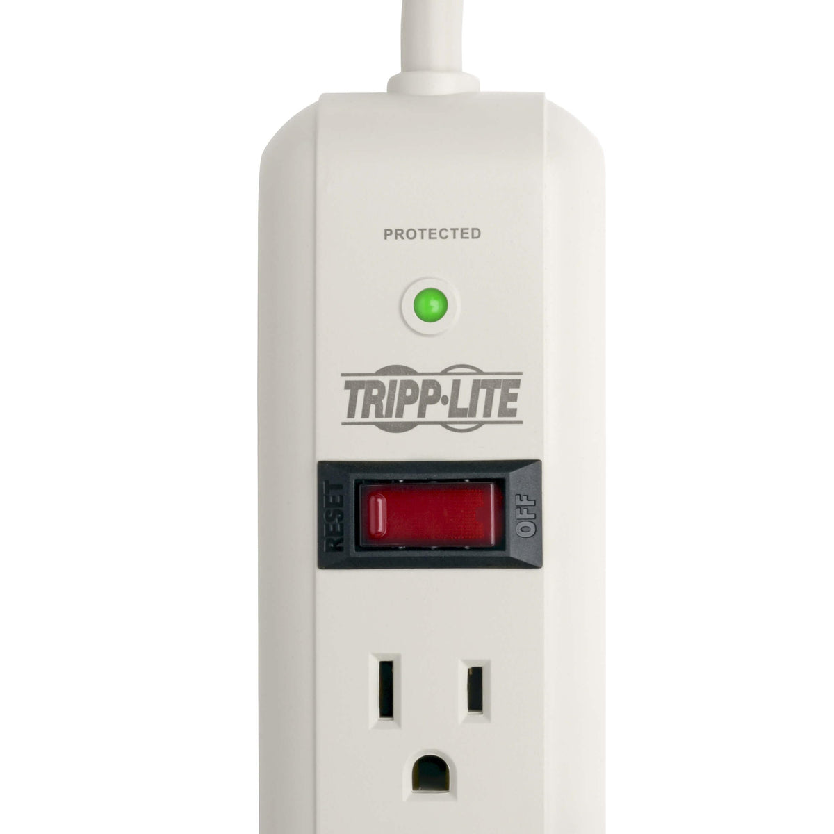 TRIPP LITE underside showing keyhole slots for wall or desk mounting, simplifies secure installation