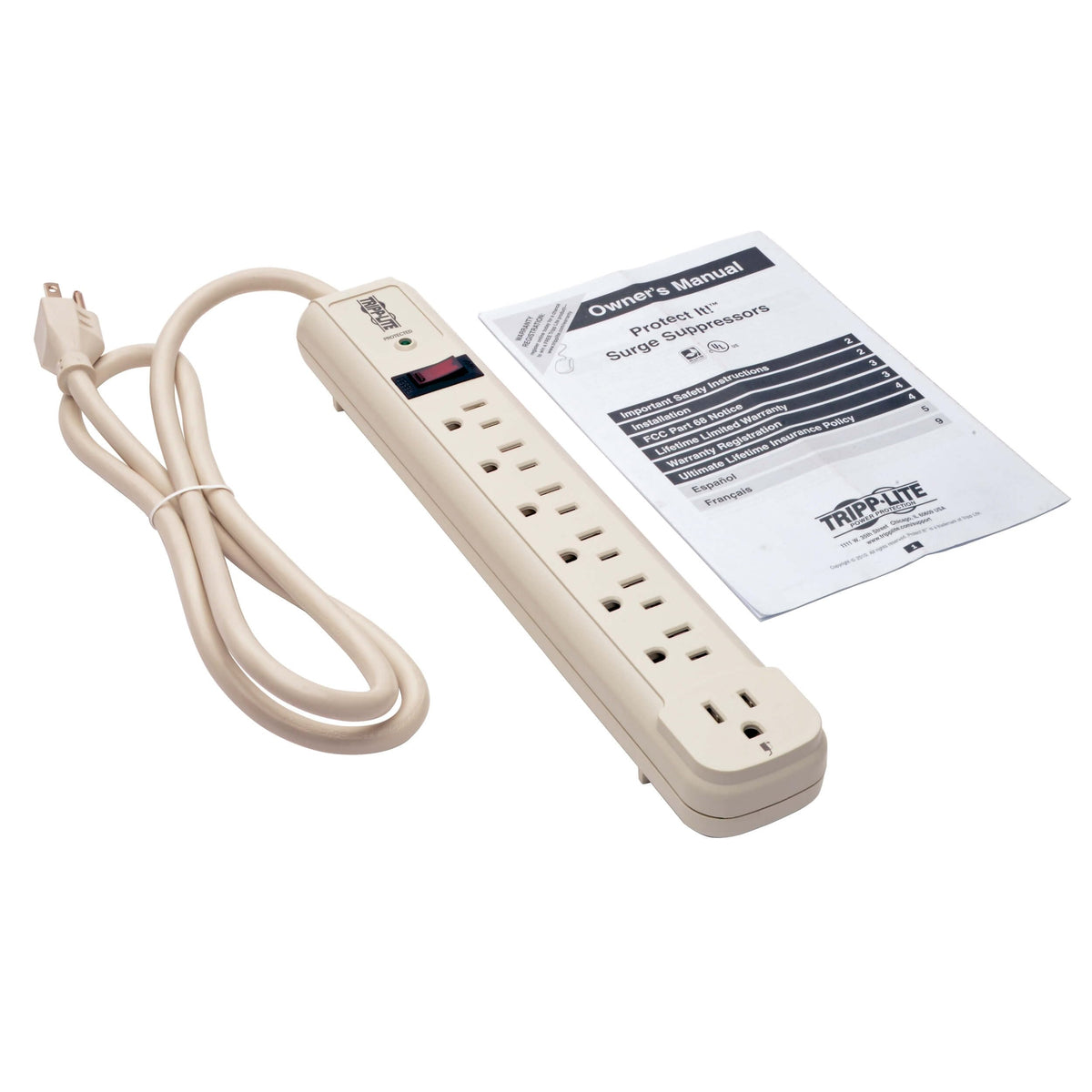 TRIPP LITE TLP74R wall-mount slots enable convenient desk or wall setup