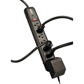 TRIPP LITE TLP74RB transformer outlet accommodates bulky adapters without blocking others