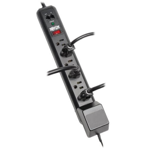 Tripp Lite TLP76RBTEL right-angle outlets save space and improve routing.