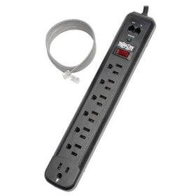 Tripp Lite TLP76RBTEL transformer outlet for bulky adapters.