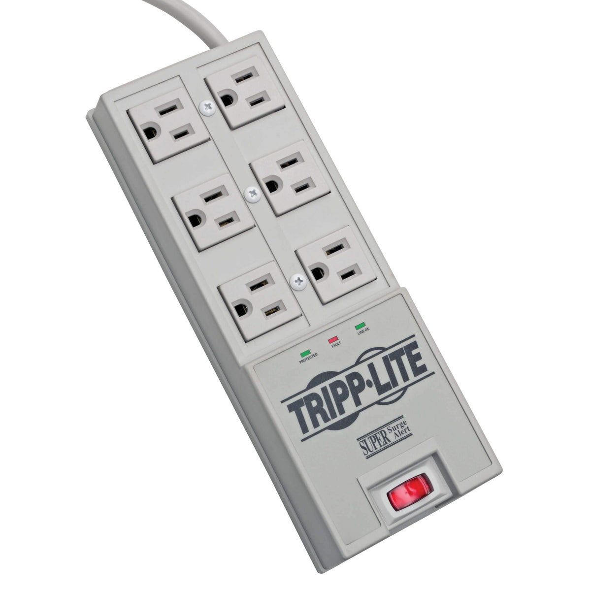 Tripp Lite TR-6 front view showing six outlets and grey housing for versatile protection