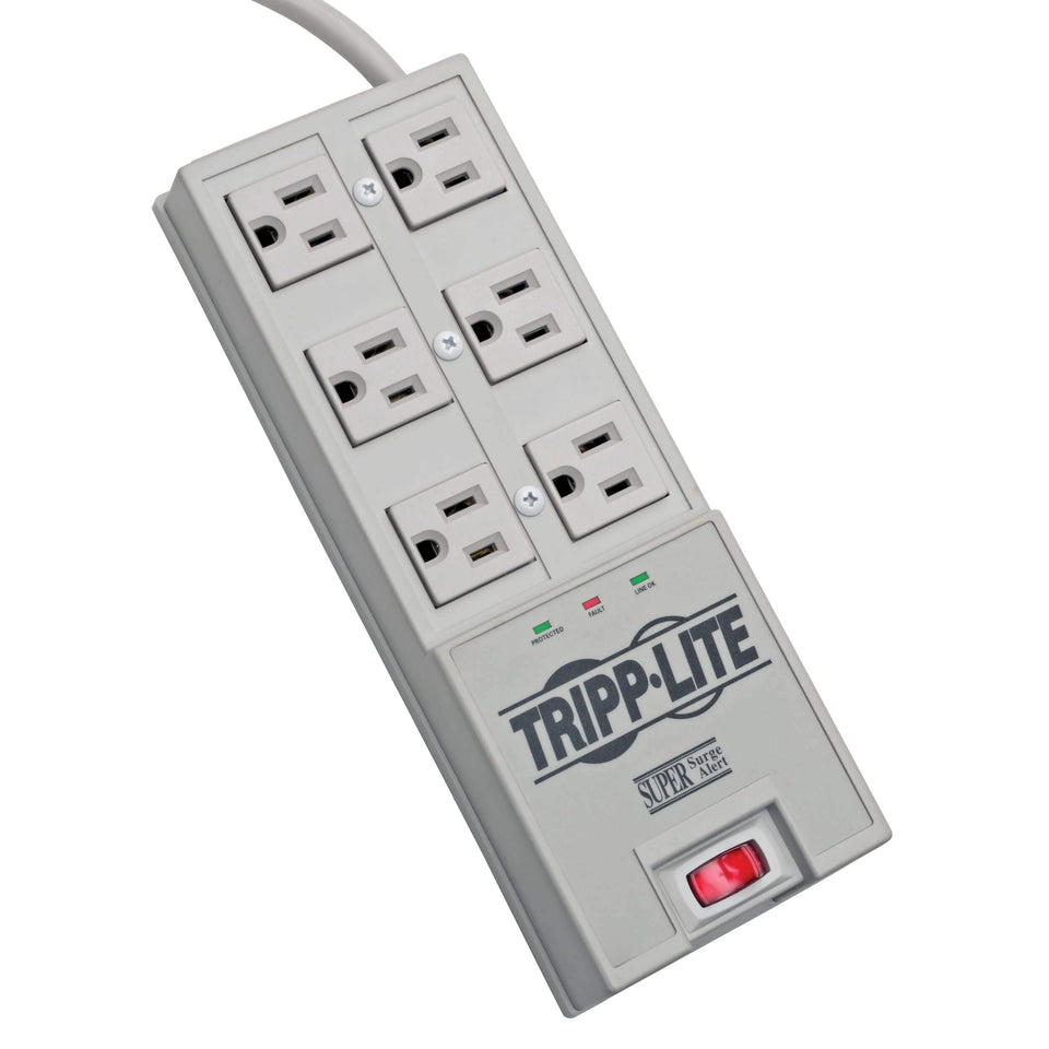 Tripp Lite TR-6 front view showing six outlets and grey housing for versatile protection